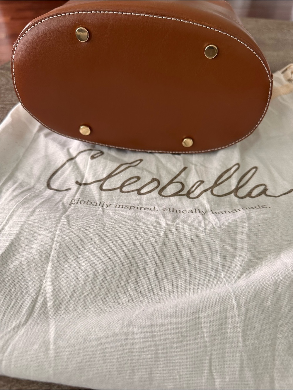 Cleobella Siobhan Brown Bucket Bag | Leather Boho Crossbody Shoulder Purse - Picture 11 of 13